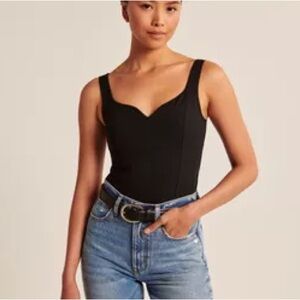 Abercrombie & Fitch Ponte Corset Sweetheart Neckline Bodysuit Brown Size Medium